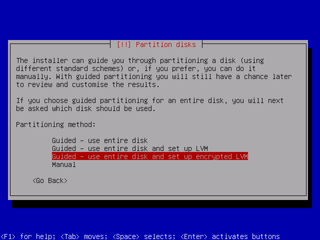 Partition with LVM and encryption